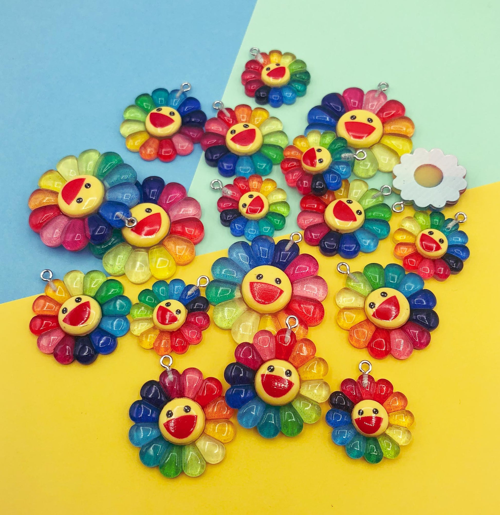 rainbow resin sunflower sunflowers flower flowers charm charms uk cute kawaii sun craft supplies petal petals bright