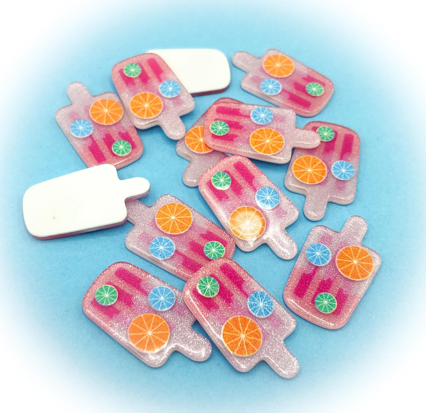 glitter resin ice lolly lollies fruit summer flatback fb flat back cabochon decoden uk cute kawaii craft supplies