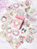 spring sticker flake flakes cat cats pretty flower floral flowers bunny rabbit rabbits bunnies mini box of 46 stickers cute kawaii stationery pink uk