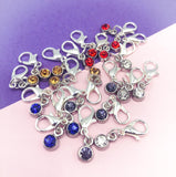 small planner charm clip clips charms gem gemstone birthstone sparkly red blue clear grey gold silver tone metal accessories uk gifts stitch marker markers