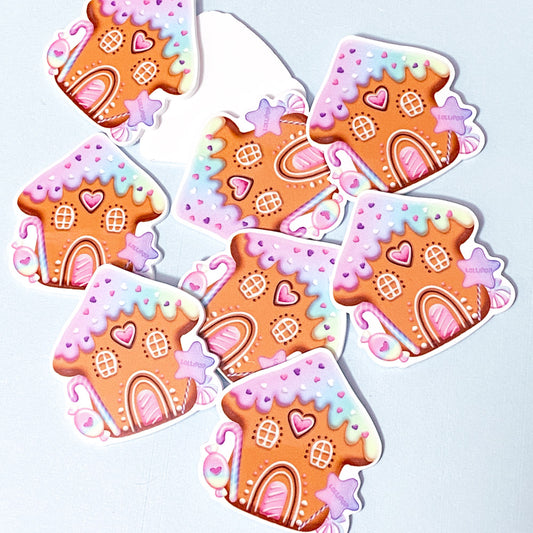 gingerbread house christmas large big planar flat back flatback fb fbs acrylic cute kawaii pink pastel uk craft supplies houses candy sweet sweets pink lilac star sprinkles