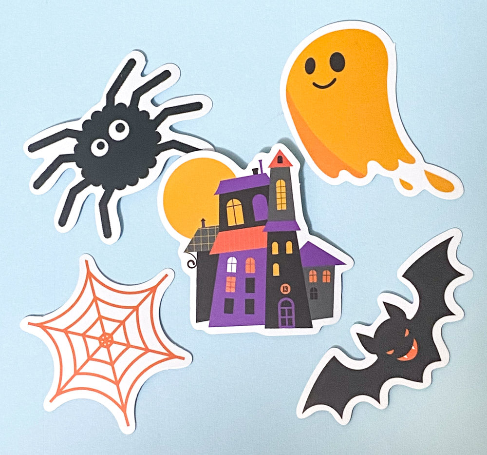 halloween spooky cute kawaii laptop sticker stickers pack packs ghost pumpkin bat bats potion cat cats haunted skull sweets candy cauldron witch dogs sausage beagle uk stationery scroll bone hand star