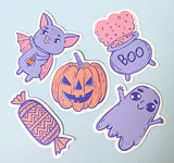 halloween spooky cute kawaii laptop sticker stickers pack packs ghost pumpkin bat bats potion cat cats haunted skull sweets candy cauldron witch dogs sausage beagle uk stationery scroll bone hand star