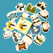 panda pandas cute mini sticker flake flakes box of 45 stickers kawaii uk stationery duck yes no black and white funny pretty glossy