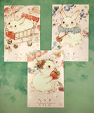 animal kawaii postcard trio pack of 3 postcards rabbits rabbit bunny bunnies