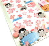 cherry blossom animal stickers flat clear sheet pack sticker panda deer penguin uk cute kawaii stationery spring blossoms flower floral