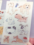 translucent washi paper dog dogs puppy puppies cute stickers sheets pack flat foil silver holo laser uk kawaii stationery set 4 sheet bones bone paw paws