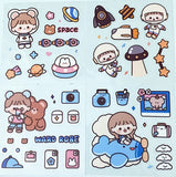 kawaii clear plastic sticker stickers sheets square mini bear bears girl anime cute uk stationery sheets planner space plane sea ocean food drink holiday
