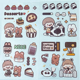 kawaii clear plastic sticker stickers sheets square mini bear bears girl anime cute uk stationery sheets planner space plane sea ocean food drink holiday