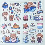 BLUE & BROWN Kawaii Square Packs of Clear Plastic Decorative Stickers - 5 Options