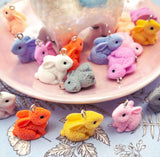 3d chunky rabbit bunny rabbits bunnies resin charm charms pendants pendant lilac blue white pale pink cute kawaii craft supplies easter spring