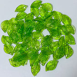 green leaf leaves acrylic translucent clear bead beads spring craft supplies 18mm uk cute kawaii light mid bright plastic