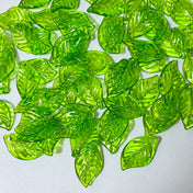 green leaf leaves acrylic translucent clear bead beads spring craft supplies 18mm uk cute kawaii light mid bright plastic