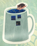 hedgehog at night stars cute teacup postcard post card cards uk kawaii stationery store pretty animal animals