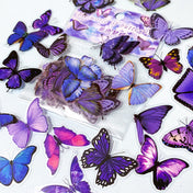 butterfly butterflies clear plastic sticker stickers flake flakes uk cute kawaii stationery blue purple lilac cerise pink pretty nature moth pack 40 20 small half mini colourful