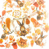 autumn animals 40 sticker flakes matte fox deer and rabbit stickers pack journal uk cute kawaii stationery planner addict orange brown nature yellow leaf leaves trees woods translucent washi
