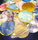 planet sticker stickers planets gold foil foiled large space themed stationery uk cute kawaii constellations big sticker flakes