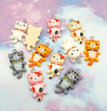 cute kawaii cat resin charm charms pink cats uk craft supplies white grey tabby ginger tortoiseshell kitty