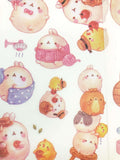 kawaii molang bunny rabbit bunnies rabbits cute washi sticker stickers sheet pack large uk stationery translucent peel off planner set of 3