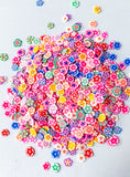 small mini flower flowers floral polymer clay sprinkle sprinkles thin nail art deco decoden spring colourful pink lilac uk craft supplies bag bundle colourful slice slices