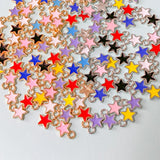 tiny small little star stars enamel charms gold tone silver metal enamelled uk cute kawaii craft supplies pink white red black blue yellow lilac 9mm