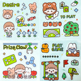 blue green cute kawaii sticker stickers fun clear plastic stationery sheets uk bear bears bunny bunnies rabbit fun play fruit food holidays mini small set sets pack square sheets