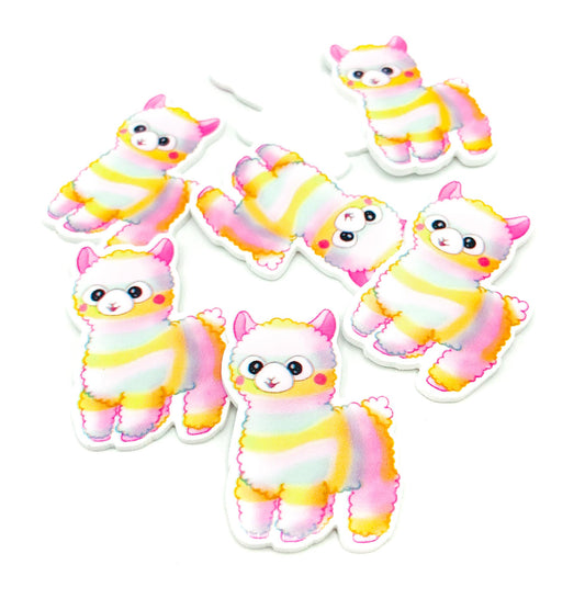 pastel llama alpaca cute kawaii fb flatback flat back fbs acrylic planar resin resins uk craft supplies rainbow pink 