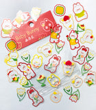 spring baby bunny bunnies flower flowers floral clear plastic pet sticker stickers flake flakes pack of 45 mini set uk cute kawaii stationery