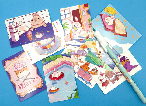 rabbit bunny mini lomo card cards bundle bundles set cute kawaii animal animals mini postcards uk stationery