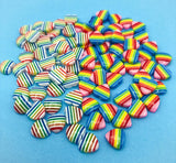 small 10mm resin acrylic heart hearts rainbow stripe striped fb flat back flatback resins cabochon embellishments cute kawaii craft supplies fbs