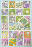 pretty bunny spring flower flowers floral square glossy stickers cute kawaii rabbit white uk stationery mini box rabbit rabbits bunnies spring tulip daisy sunflower pink yellow lilac purple green