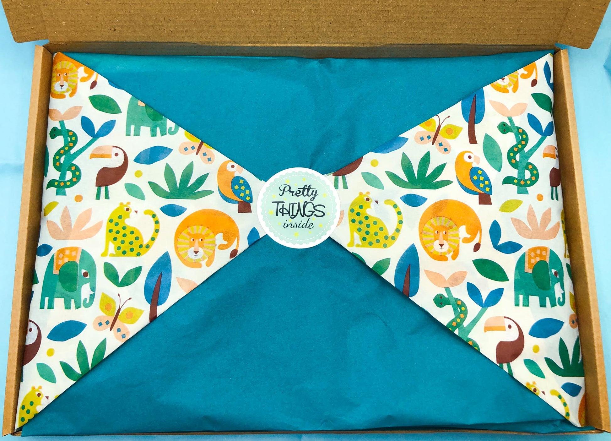 tropical jungle animals animal and plants rex london wild wonders tissue paper pack of 10 large sheets uk cute kawaii packaging paper wrapping wrap elephant toucan green orange