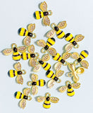 rhinestone rhinestones sparkly bee bees charm charms gold tone metal enamel yellow black cute kawaii craft supplies uk honey bumblebee