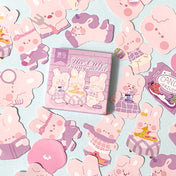 cute bunny rabbit rabbits bunnies sticker stickers flake flakes mini box 45 pink pastel candy sweet sweets food cake reading unicorn uk stationery lilac 