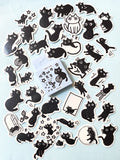 black cat cats cute kawaii mini sticker stickers flake flakes box of 45 uk stationery fun quirky funny mouse star lovers