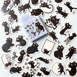 black cat cats cute kawaii mini sticker stickers flake flakes box of 45 uk stationery fun quirky funny mouse star lovers