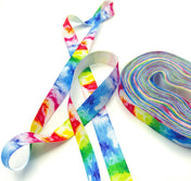 rainbow ombre tie dye dyed elastic ribbon ribbons fold over elastics uk cute colourful craft supplies kawaii foe