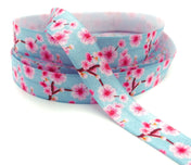 japanese cherry blossom blossoms pink and blue floral elastic ribbon ribbons foe fold over uk cute kawaii craft supplies