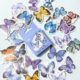 butterfly butterflies cute kawaii uk stationery sticker stickers flake flakes mini box of 46 blue lilac turquoise purple pretty planner supplies glossy
