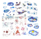 ocean magic universe galaxy magical sticker stickers matte die cut stationery uk cute kawaii blue purple pink whale cloud moon stars
