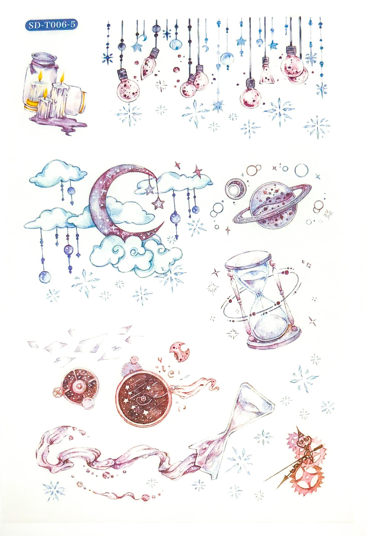 ocean magic universe galaxy magical sticker stickers matte die cut stationery uk cute kawaii blue purple pink whale cloud moon stars