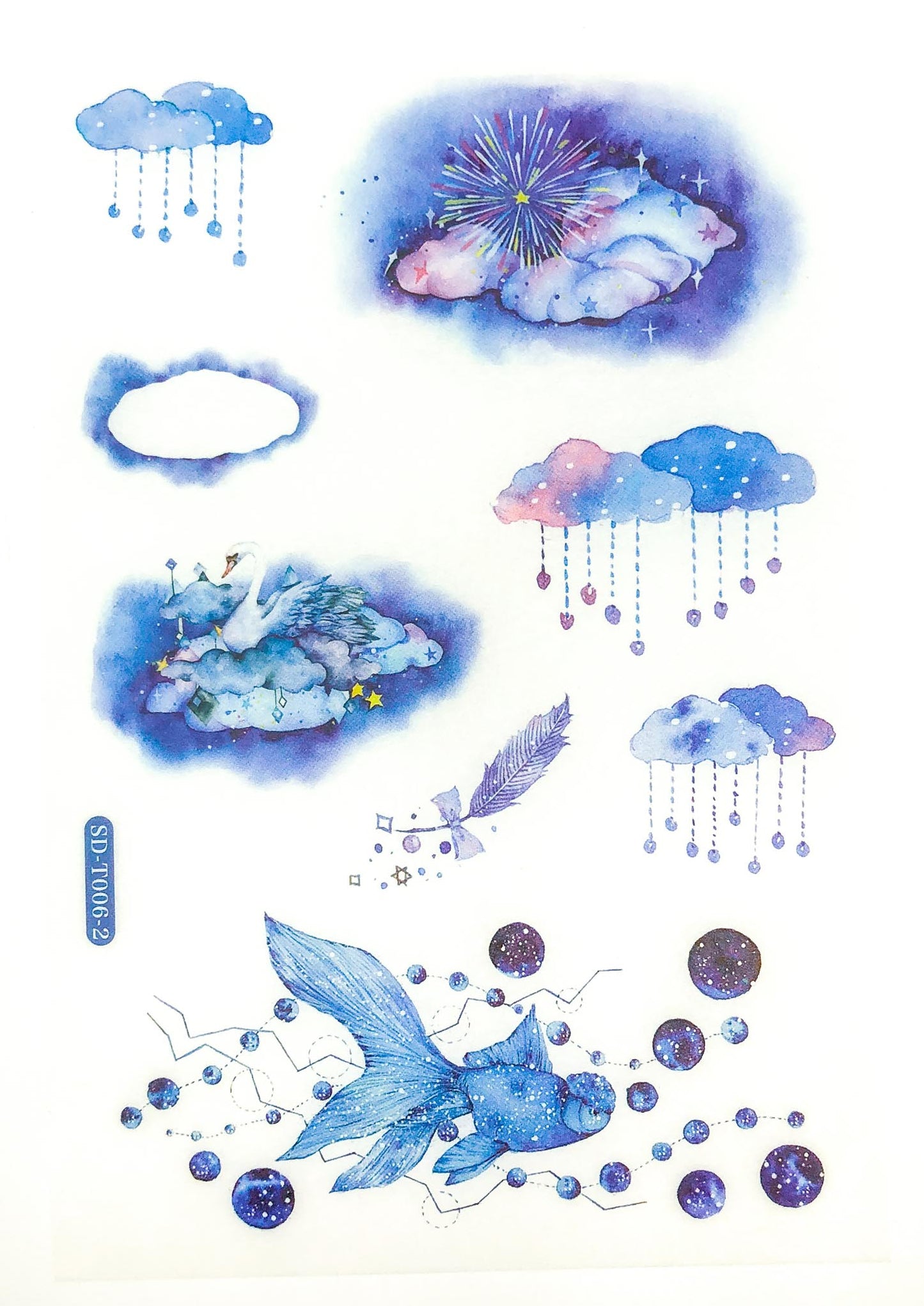 ocean magic universe galaxy magical sticker stickers matte die cut stationery uk cute kawaii blue purple pink whale cloud moon stars