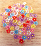 sparkly 9mm small flower flowers glittery little floral embellishments flatbacks acrylic decoden uk cute kawaii craft supplies colourful centres