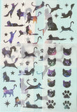 black cat cats ombre galaxy colours cat silhouette stickers sticker sheet sheets face faces witch star stars paw paws washi paper translucent uk cute kawaii stationery kitty kitten