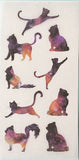 black cat cats ombre galaxy colours cat silhouette stickers sticker sheet sheets face faces witch star stars paw paws washi paper translucent uk cute kawaii stationery kitty kitten