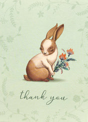 bunny rabbit thank you card blank inside cute rabbits vintage retro cards uk stationery