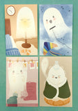 ghost mini lomo cards postcards card ghosts kawaii packs of 4 cute small postcard stationery uk flying kite winter lampshade