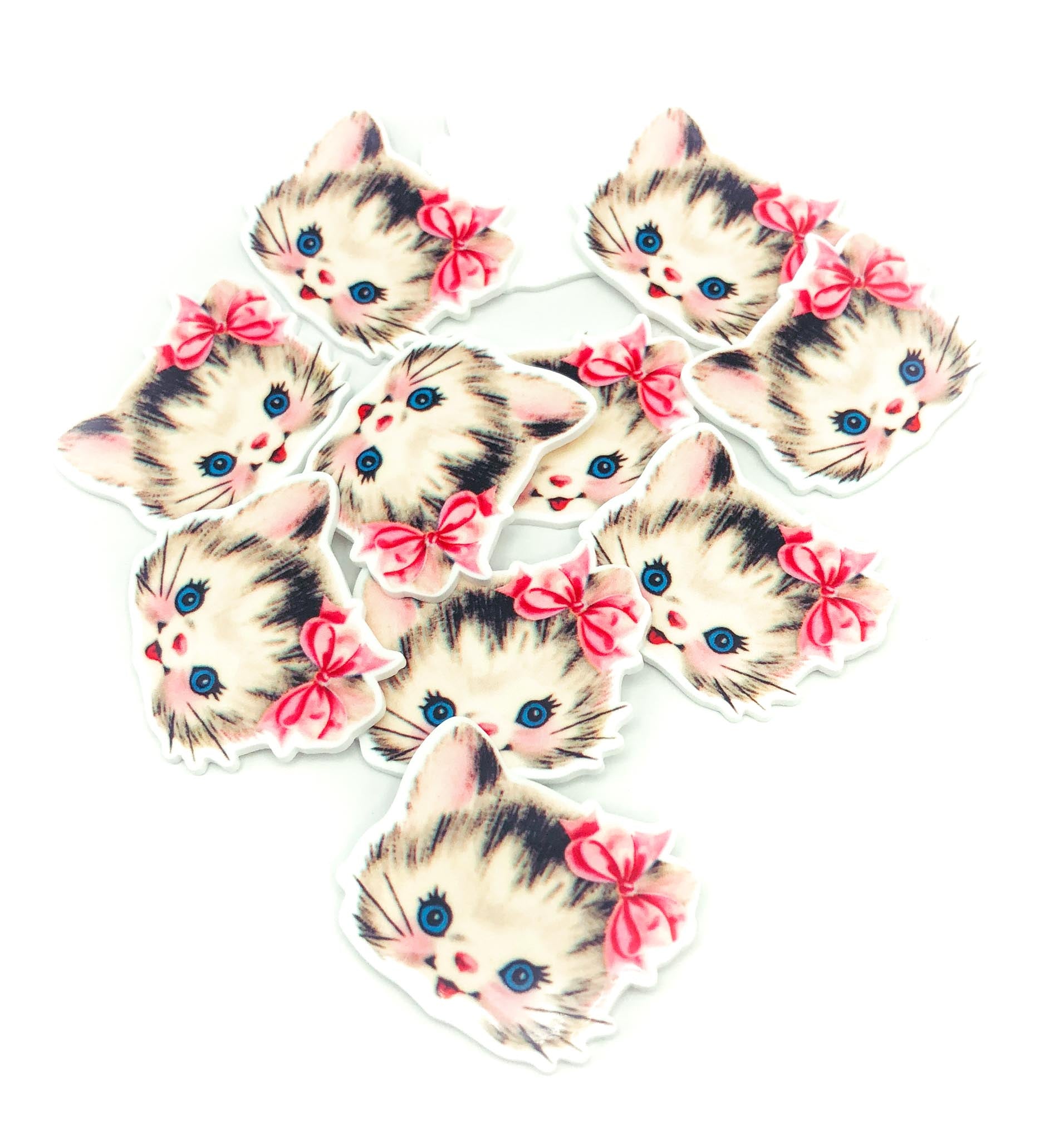 retro kitten kittens cat cats vintage resin resins fb flatback flat back embellishment planar uk cute kawaii craft crafts supplies victorian