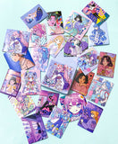 kawaii girl sticker flake flakes stickers mini box of 46 rectangular square cute pretty girls stationery anime pink lilac purple blue cartoon uk