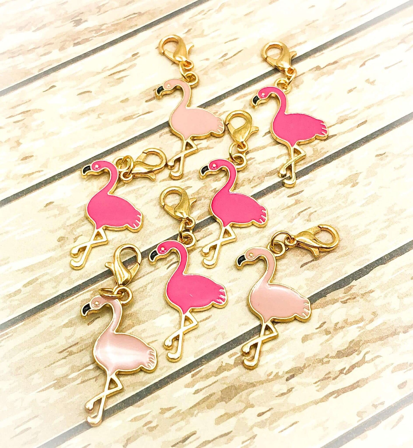 pink flamingo flamingos planner charm charms clip clips stitch marker gold tone metal cute kawaii uk planning supplies